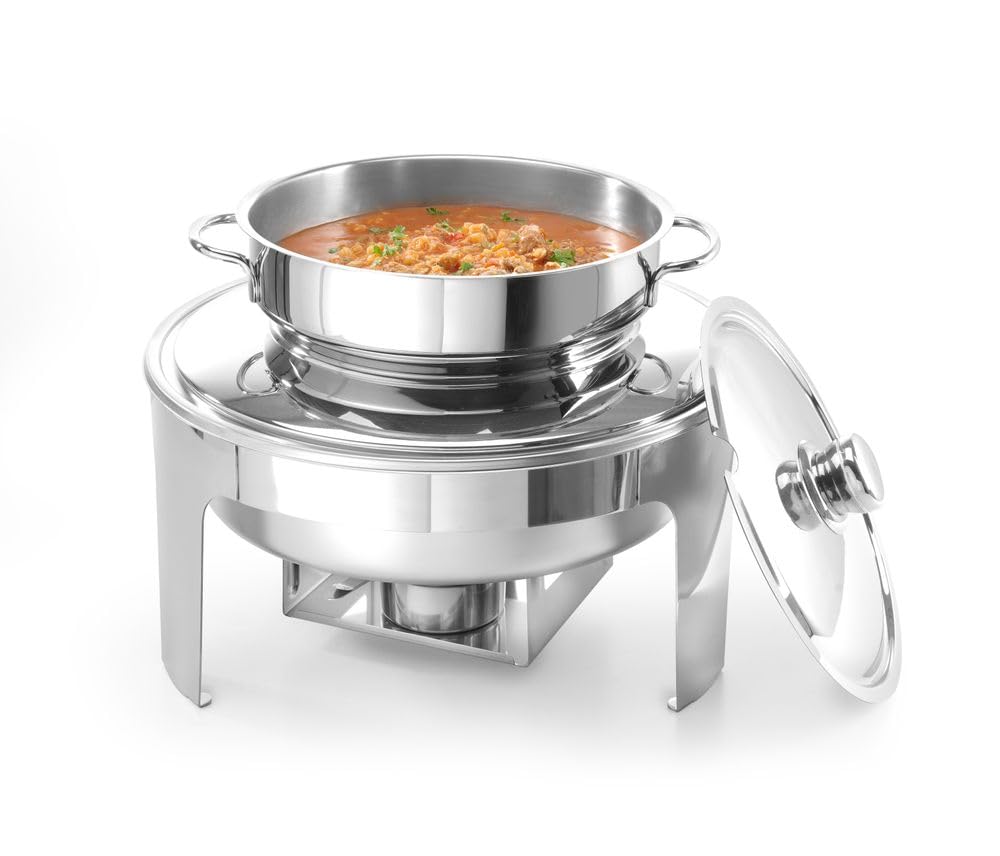 HENDI Suppen Chafing Dish, Suppenbehälter hat 2 Griffe, Deckel hat eine praktische Löffelaussparung, Warmhaltebehälter, Speisewärmer, Behälter, 10L, ø420x(h)380mm, Edelstahl