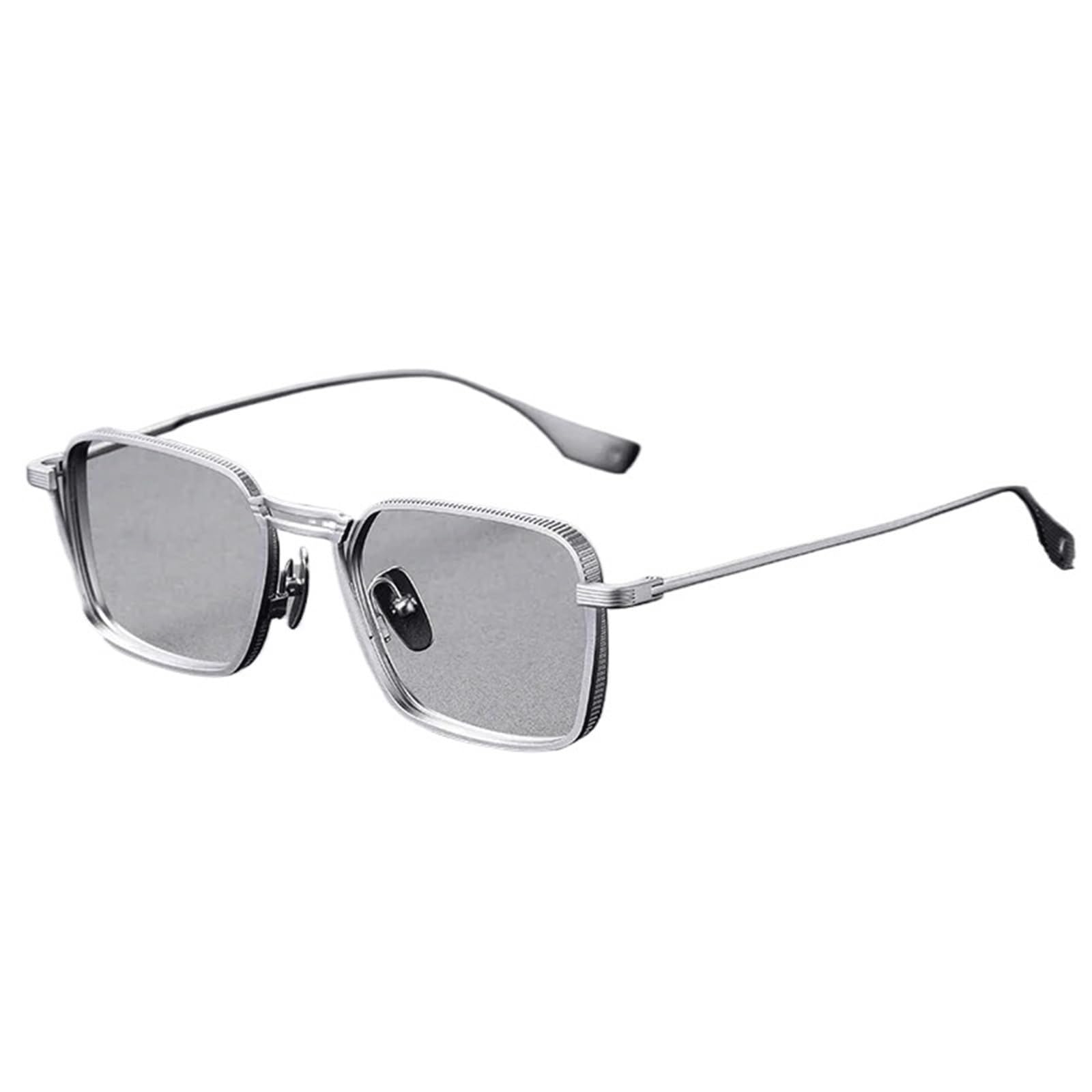 Metall Brillengestelle Reines Titan Brille Volllesebrille Nicht verschreibungspflichtige Brillen Männer Frauen Brillen for Computer(Silver,Big)