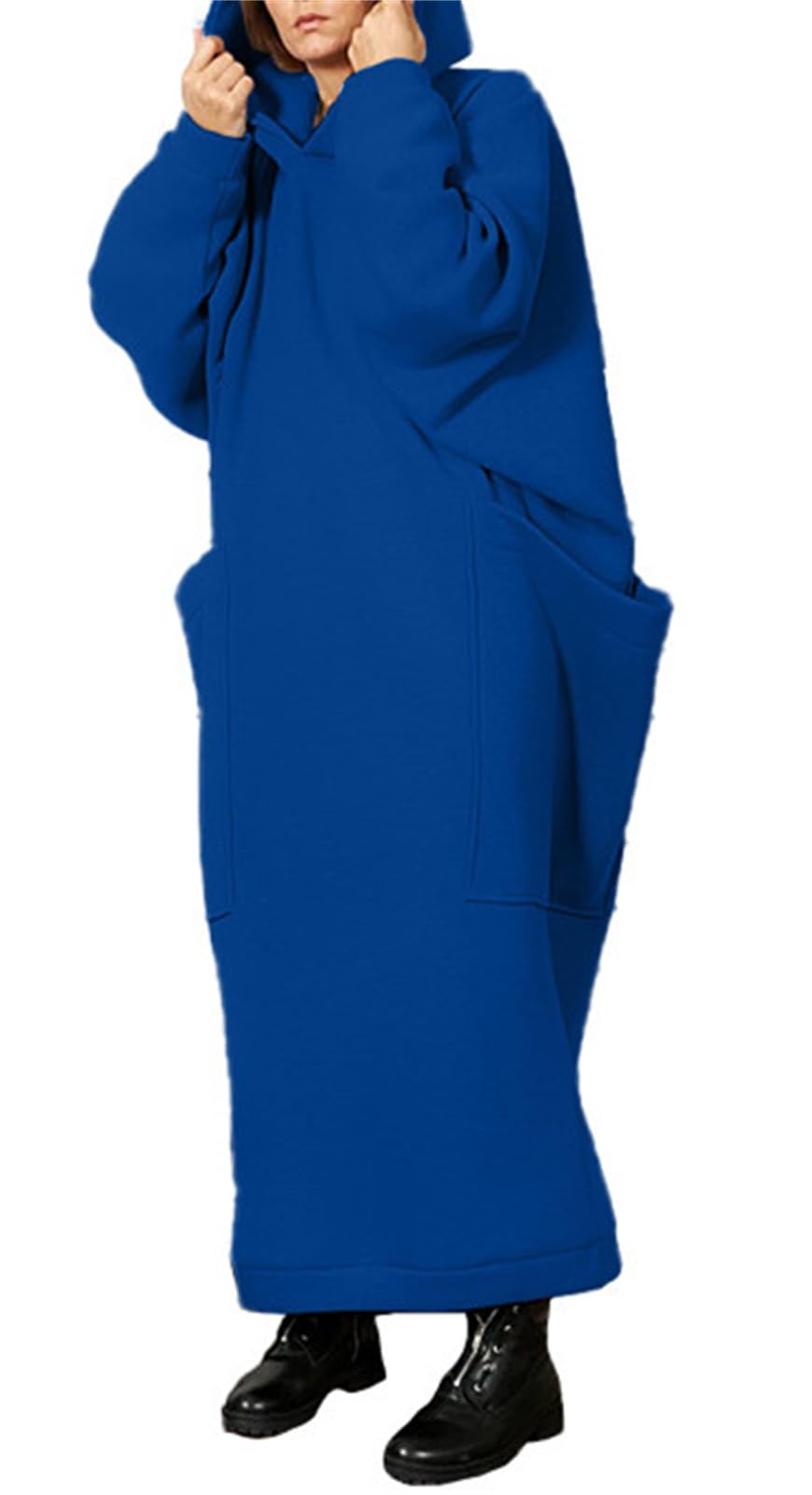 SAMACHICA Women Oversized Sweatshirt Dress Long Sleeve Casual Pullover Sweater Hoodie Sweat Shirts Dress with Pockets