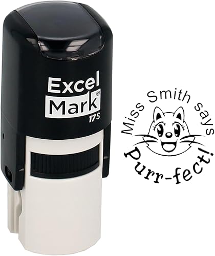 Miniatura 1 de ExcelMark Purr-FECT - Sello para profesor autoentintado redondo personalizado