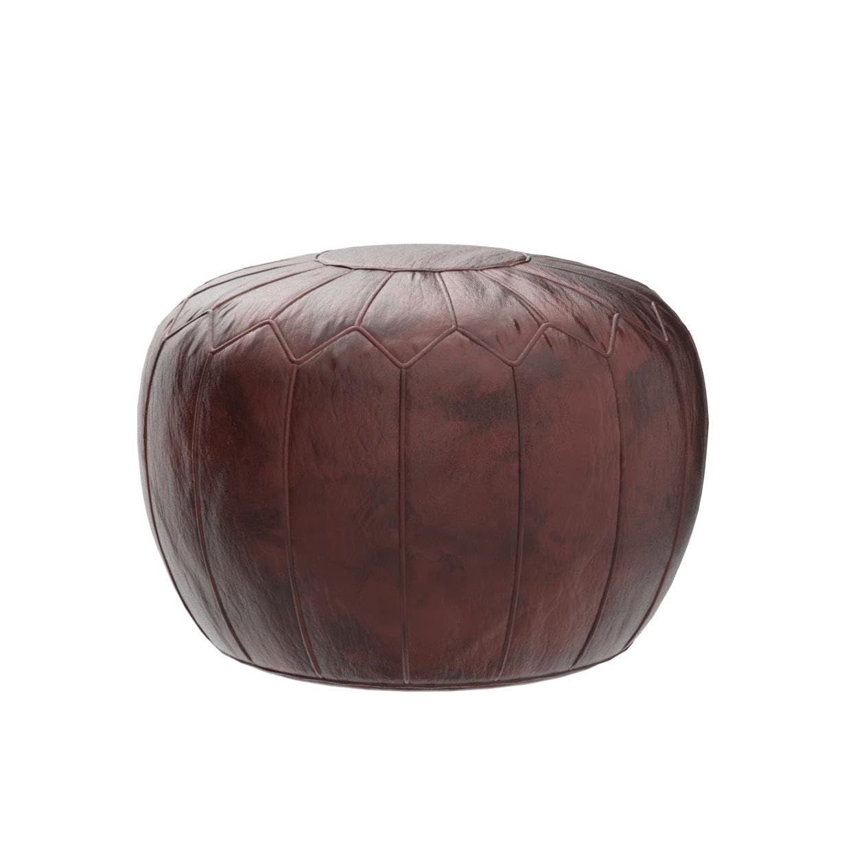 See the Good XL Echtleder Pouf - Handgefertigt - gefüllt geliefert - Ottoman Sitzsack Fußhocker Puff (Honigbraun)