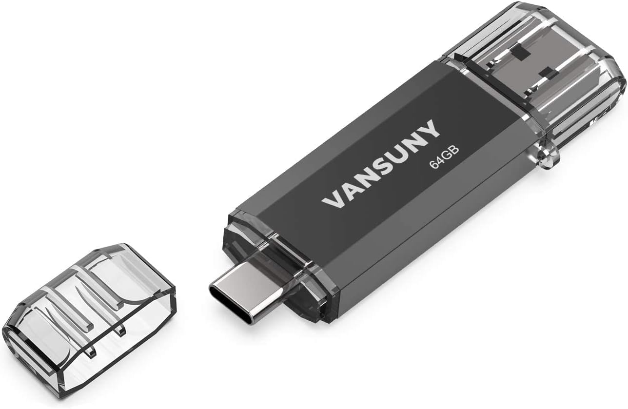 Vansuny 64GB Type C Flash Drive 2 in 1 OTG USB 3.0 + USB C Memory Stick with Keychain Dual Type C Thumb Drive Photo Stick Jump Drive for Android Smartphones, Computers, MacBook, Tablets, PC