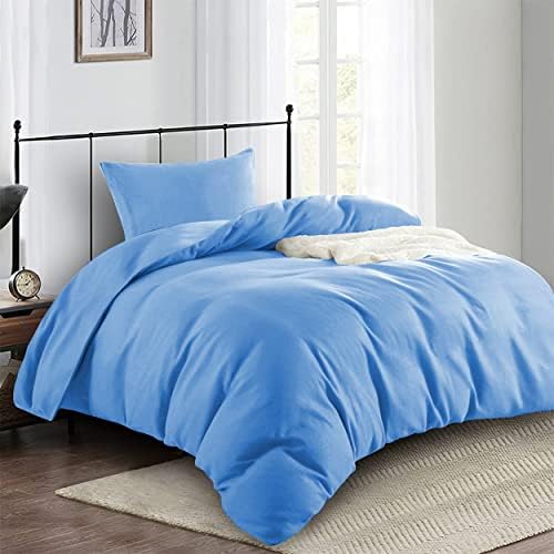 Hafaa King Size Duvet Cover Sets  Brushed Microfiber 3 PCs Plain Grey Bedding Set with Pillow Cases  Button Closure Ultra Soft Quilt Bed Cover (230x200cm)