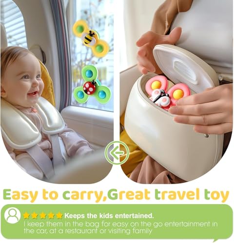 Image of Toy Imagine Insect-Themed Suction Spinner Toys for Babies & Toddlers - Fidget Toys for Kids 0 to 5 Years - Travel-Friendly Baby Toys (Insect-Themed-2)