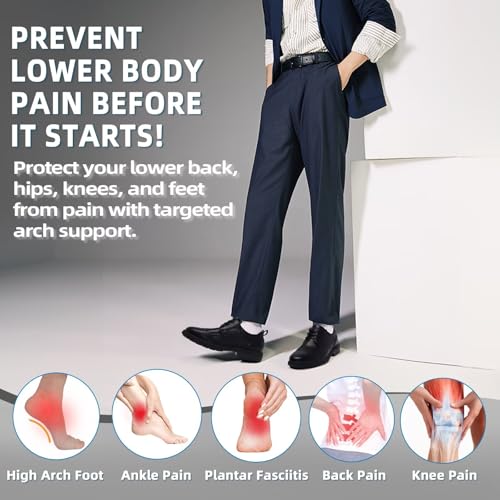 Men's Orthopedic Business Leather Dress Shoes: Classic Flat Feet Arch Support Orthotic Bunions Recovery High Arch Achilles Tendonitis Walking Shoes, Casual Working Derby Plantar Oxford Black Size 10.54