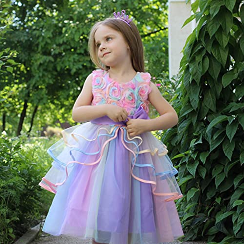 Regenbogen Einhorn Prinzessin Kleid Mädchen - Festliches Kleid Ohne Ärmel