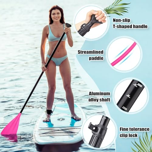 Image of Hollowfly 4 Set of 3 Pieces SUP Paddle Board Paddle Adjustable Paddleboard Lightweight Stand up Oar Aluminum Alloy Floating Replacement Oar Adjustable Aluminum Alloy Shaft for Surfing