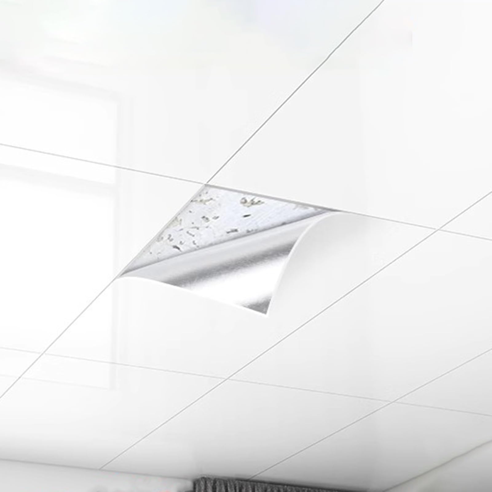 Self-Adhesive PVC Ceiling Tiles, Waterproof Peel and Stick Panels for Easy DIY Bathroom and Home Ceiling Upgrade