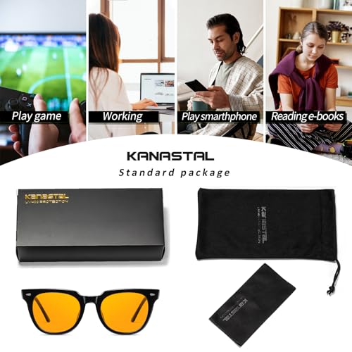 نظارة واقية من الضوء الأزرق مع فلتر بتصميم فراشة للجنسين، خفيفة الوزن ومناسبة للتلفزيون والكمبيوتر والألعاب والجوالات من كاناستال، برتقالي