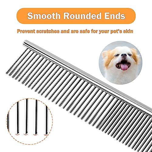 sourcing map Metal Pet Comb Pet Grooming Comb Rounded Teeth Dog Comb for Large Medium and Small Dogs and Cats With Tangled Long Hair - Image 2