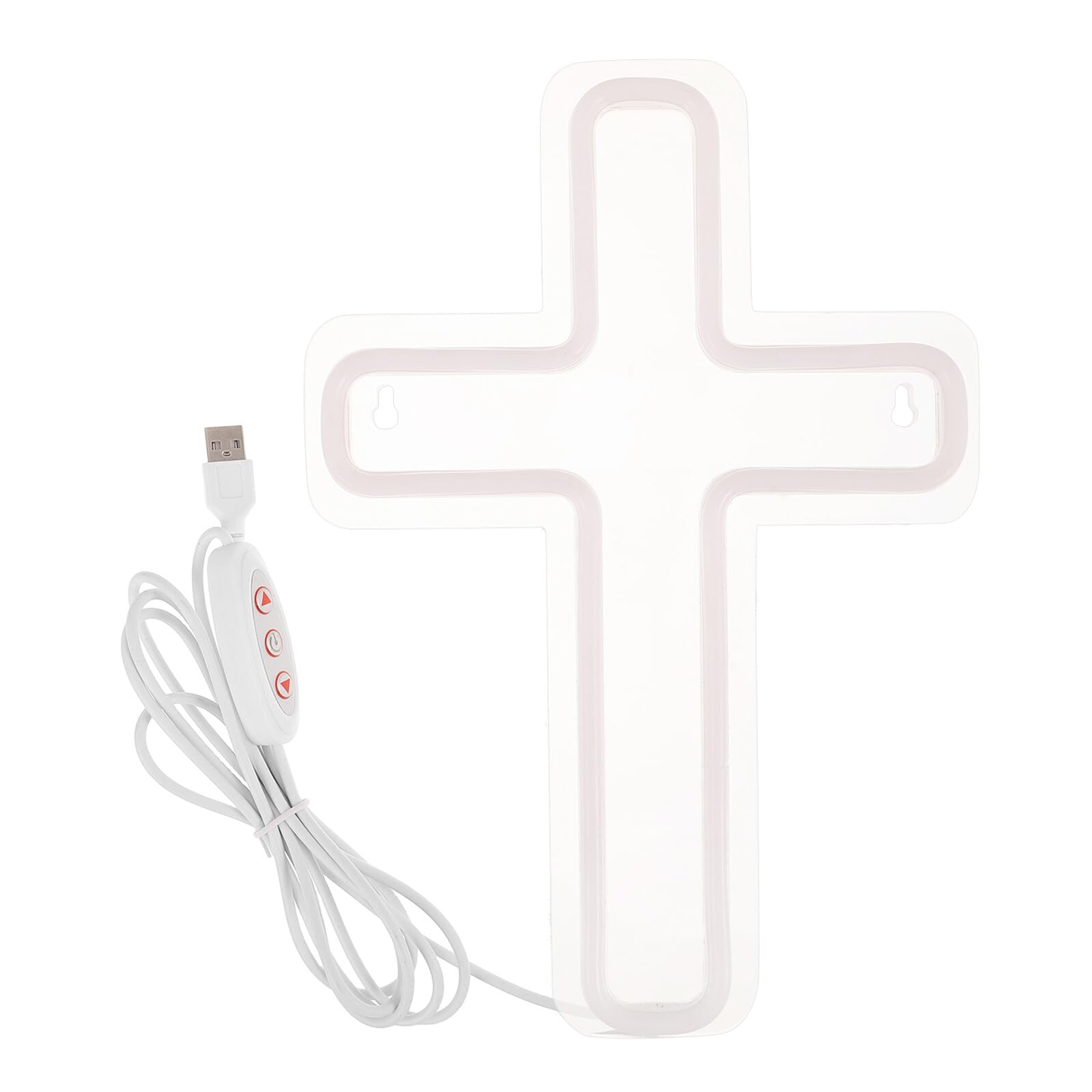 Cruz de Neón Decorativa para Pared Luz LED Blanco 29x18 Cm para Iglesia y Eventos Religiosos
