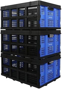 Folding Utility Cart with Wheels, Collapsible Two-Layer, with Foldable 45L Basket, Heavy-Duty, Blue Multifunctional Groceries, Office, Warehouse, and Supermarket Easy Transport and Storage