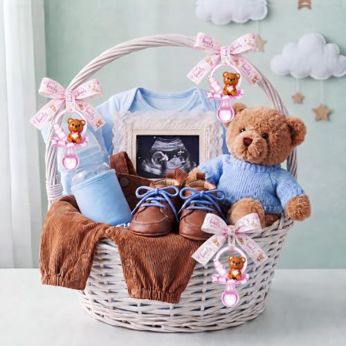 Image of Coume 60 Pcs Baby Shower Pacifiers Necklace Cute Bear Bottle Acrylic Pacifiers Necklaces for Baby Shower Games Guests Gender Reveal Party Favors Prize Decorations DIY (White,Pink,Cute)
