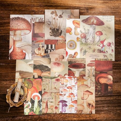 Image of RANDEN Mushroom Journaling Kit, 346PCS Vintage Scrapbook & Stationery Set with Aesthetic Stickers, Ephemera Pack and Journal Supplies for Bullet Journals, Planners, Albums & Creative Crafts (Mushroom)