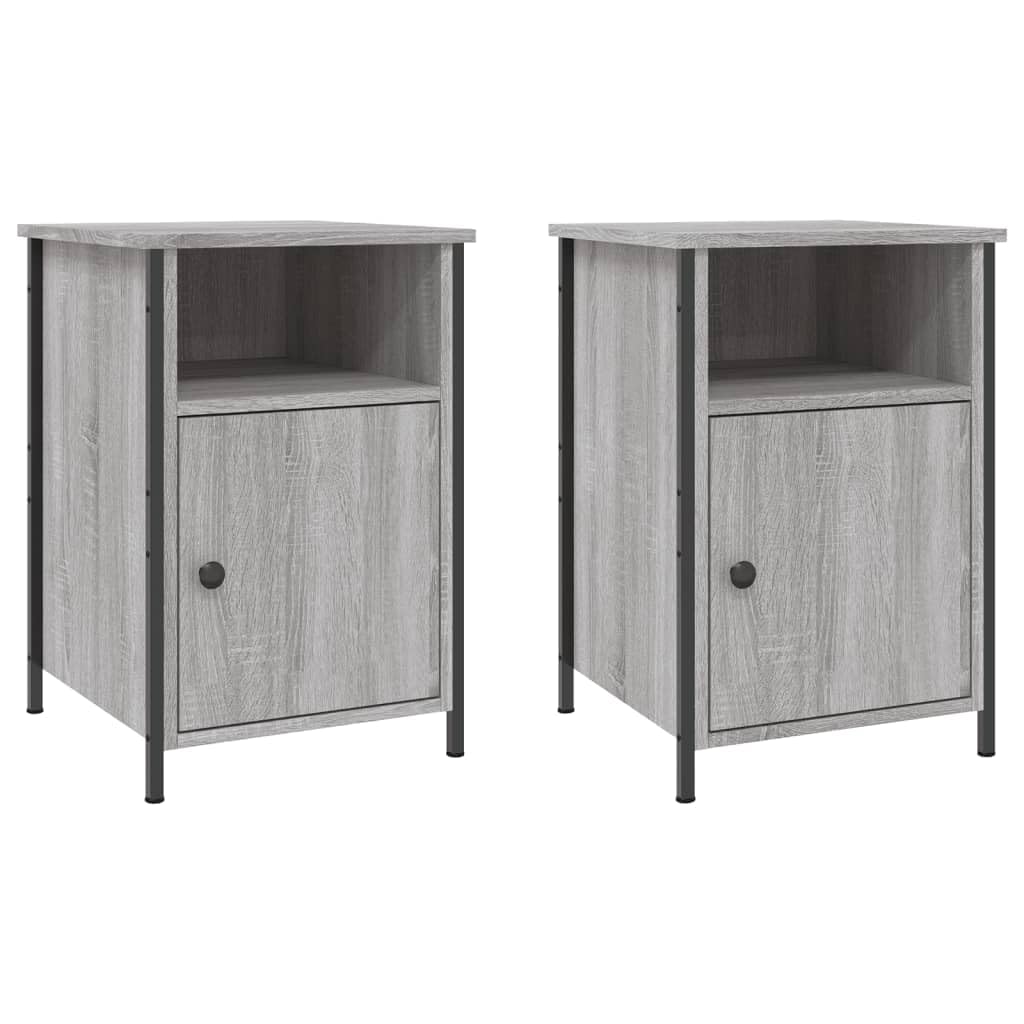vidaXL Tables de Chevet 2 pcs, Armoires de Nuit avec Rangement, Armoires de Lit, Tables de Nuit Chambre à Coucher, Industriel, Sonoma Gris Bois Ingénierie