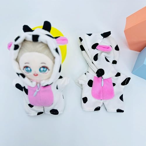 Miniatura 8 de niannyyhouse Ropa de muñeca de felpa de 3.9 in, mameluco suelto de dinosaurio y tiburón, body suelto de peluche suave, accesorios de vestir (gris)