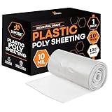 Poly Sheeting - 10x100 Feet Heavy Duty, 10 Mil Thick Frosted Plastic Tarp Waterproof Vapor and Dust Protective Equipment Cover - Agricultural, Construction and Industrial Use - by Xpose Safety