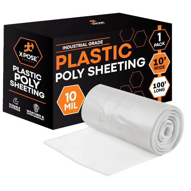 Xpose Safety Clear Plastic Sheeting – 10' x 100' – 10 Mil Poly Sheet