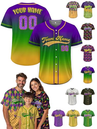 Camiseta personalizada de béisbol con botones, nombre y número para espíritu festivo y uniforme de equipo miniatura 1