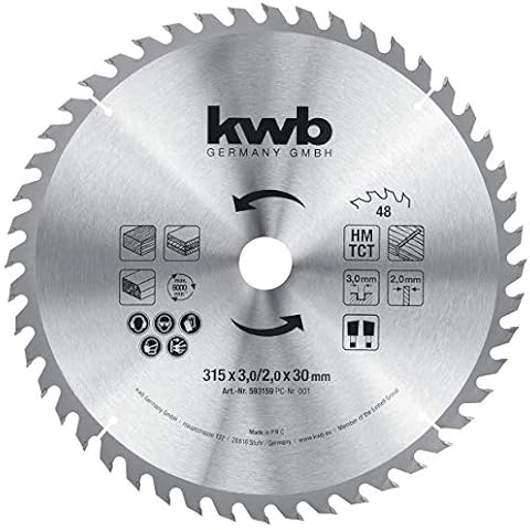 kwb Bau-Kreissägeblatt 315 x 30 Sägeblatt für Tisch-Kreissägen, Wechselzahn f. mittlere Schnitte, Z-48 Zähne Kreissägeblätter Cover