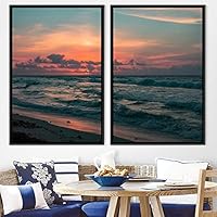 2 Piece Framed Canvas Wall Art Sunset Canvas Prints Home Artwork Decoration for Living Room,Bedroom - 16