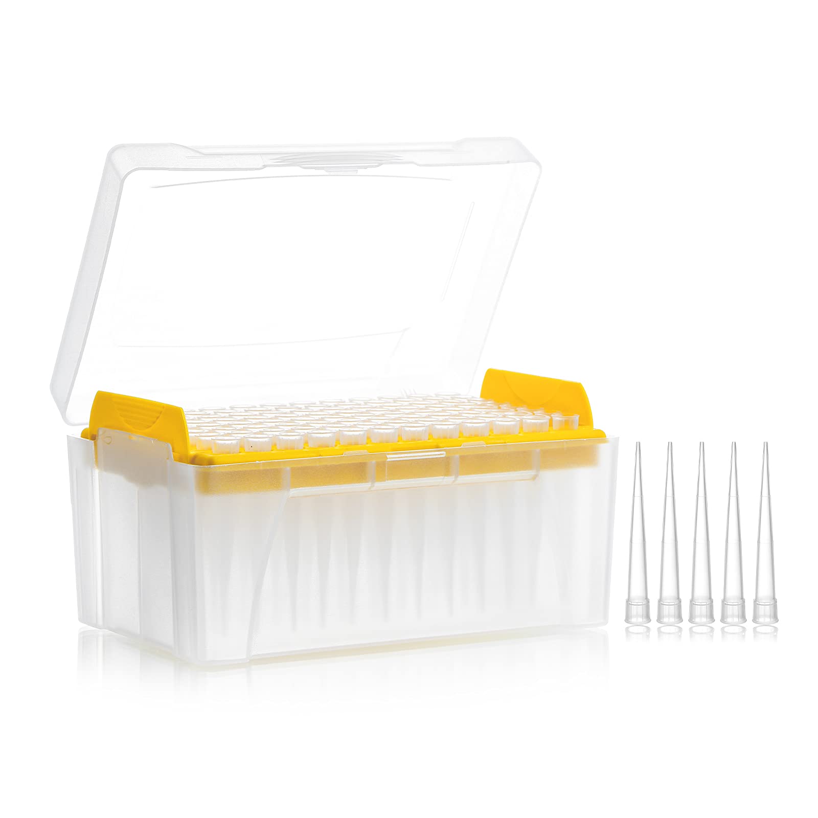 Pipeta universal sin filtro, puntas de pipeta 100ul con caja de DNasa/RNase libre de 96 puntas/rack paquete x 10 estantes (960 puntas)