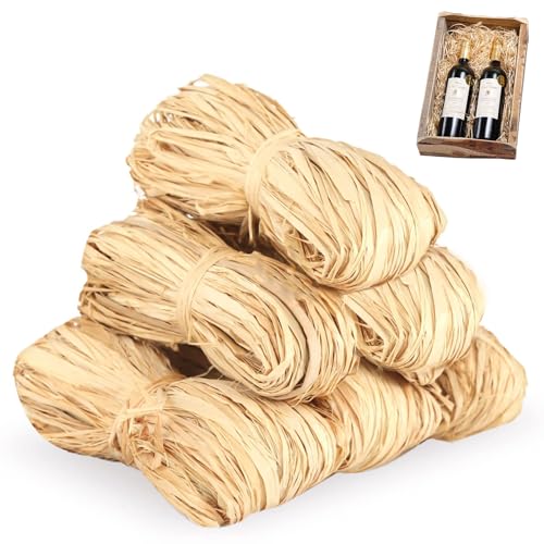 Rafia Naturale, 300 g di Nastro di Rafia, Corda di Carta di Rafia, Rafia da Regalo, Tessitura, Fioristi e Giardinieri, per Decorazioni, Fioristi Giardino Matrimonio