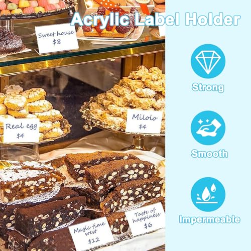 Sctmda Acryl Etikettenhalter 30 Stück Acryl Preisschilder Acryl Tischnameschild Mini Schild Display L Form Tischaufsteller Schräg Waren Zeichen Display Halter Menükartenhalter Visitenkarten-Display