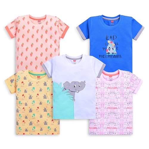 Image of LuvLap Baby Boys Regular Fit 100% Cotton Half Sleeve Boys T-Shirt Pack of 5
