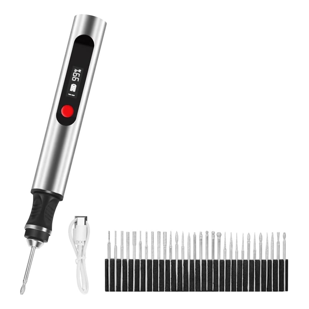Jnchdghwa As Shown Engraving Pen Cordless- For Artists& Diyers, Engrave 60+ Surfaces, 30-Bit Model- Beginner-Friendly Design