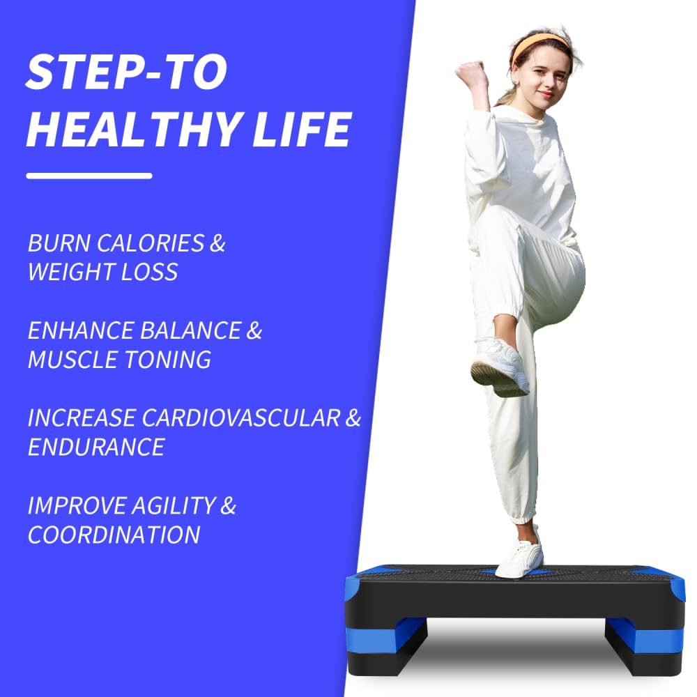 Stepper do aerobiku, regulowana platforma fitness, z regulacją wysokości, do treningu cardio, treningu domowego, ćwiczeń równowagi i aerobiku