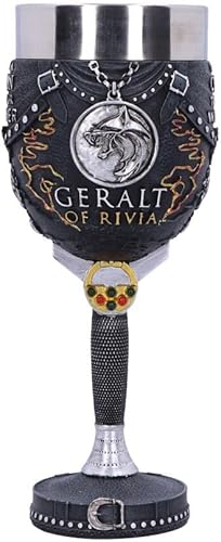 Nemesis Now Copa oficial de The Witcher Geralt of Rivia, color negro, 7.7 in