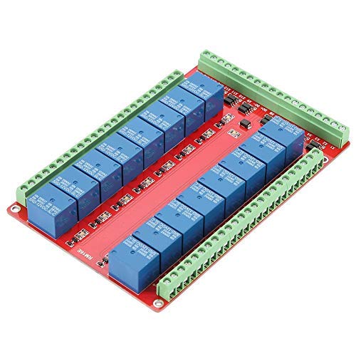 Placa Relé 16 Canales Tipo Aislado DC 5/12/24V - Optoacoplador, Disparador Bajo, 250V/10A