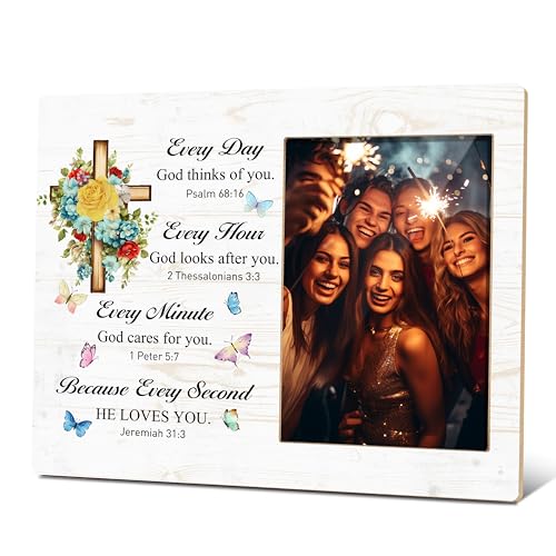 Inspirational Christian Photo Frame - Religious Gifts For Women & Home Decor - Bible Verses Picture Frame - Spiritual Gifts For Christmas & Thanksgiving - 10