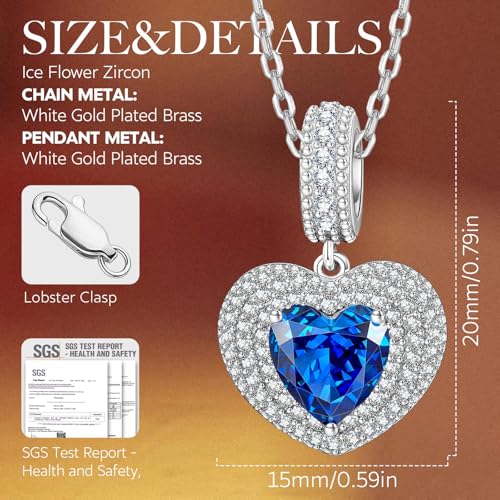 Kate Lynn Eternal Love Heart Necklaces for Women, White Gold Plated Silver/Brass with Ice-flower Zircons, Birthday & Anniversary Jewelry Gifts for Her2