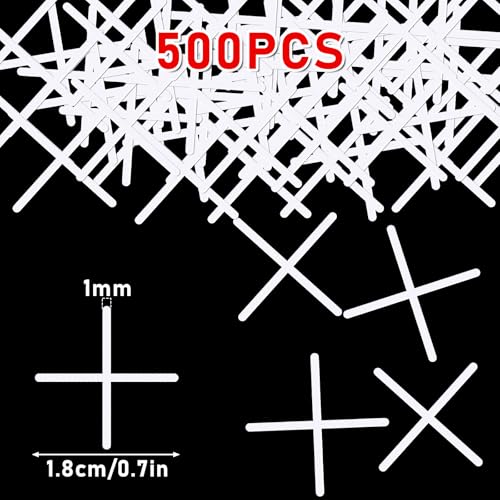 Image of 1 /32 Inch Tile Spacers, 500 Pcs Cross Tile Leveling Clips Floor Wall Plastic Tiles Shim for Various Types of Ceramic Tiles Installation Leveling