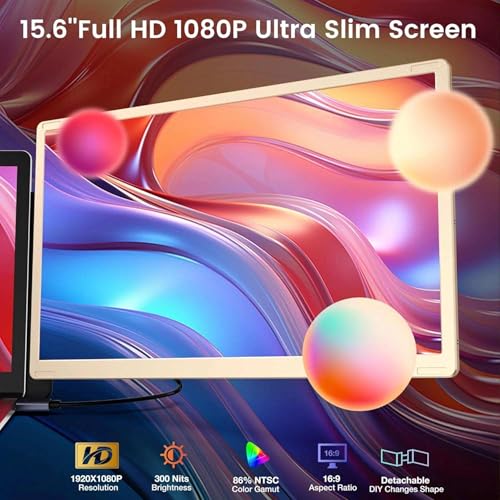 Image of TUTT 15.6 inch FHD Portable Monitor - S6 Triple Screen Extender, USB-C /HDMI, 7 Viewing Modes | All Devices Compatible with Converter Cable (H5 Included)