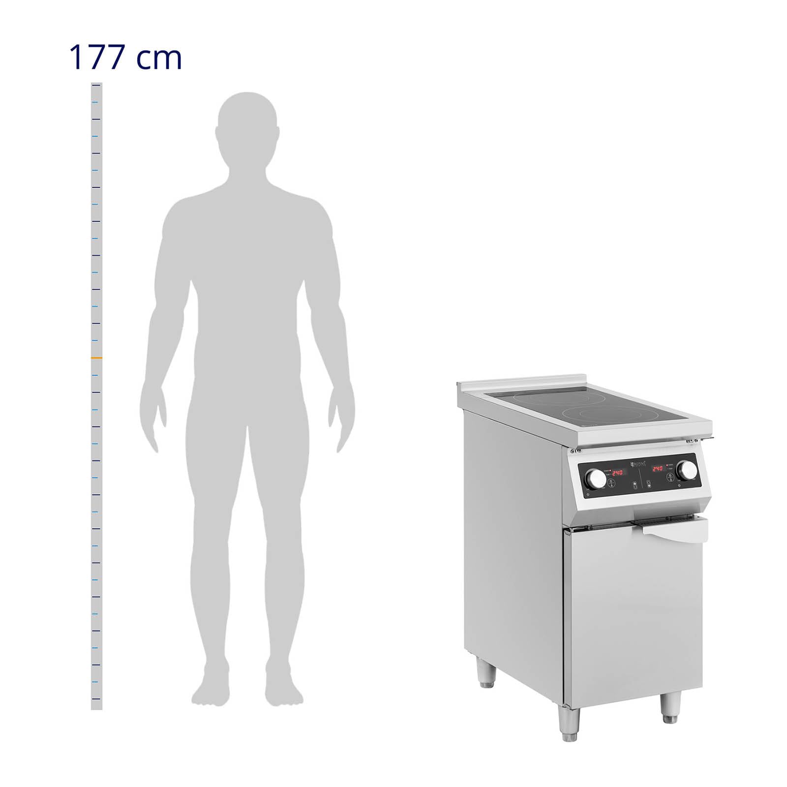 Cuisinière à Induction Professionnelle Royal Catering 8500W - 2 Foyers, Réglage 60-240°C, Acier Inoxydable