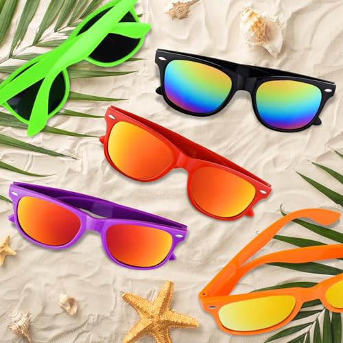 Morcheiong 10-60 Pack Neon Party Sunglasses Unisex Retro Style Party Favors Birthday Beach Pool Party Supplies, 10 Colors4