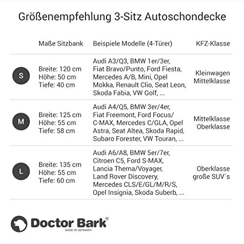 Doctor Bark 3-Sitz-Autoschondecke für die Rückbank - All-Side Schutz - passend für alle Kombis und SUVs (S | 3er Sitz, Grau)