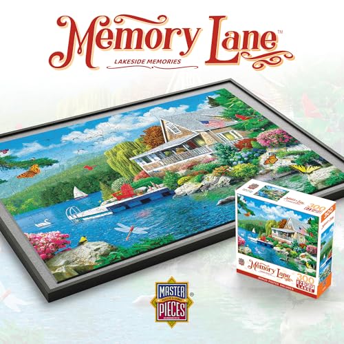 Image of MasterPieces Memory Lane Lakeside Memories Cabin Lake Large EZ Grip Jigsaw Puzzle by Alan Giana, 300-Piece