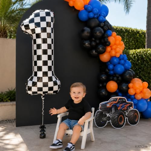Image of Katchon, Checkered Number 1 Balloon - 40 Inch For 1st Birthday Decorations