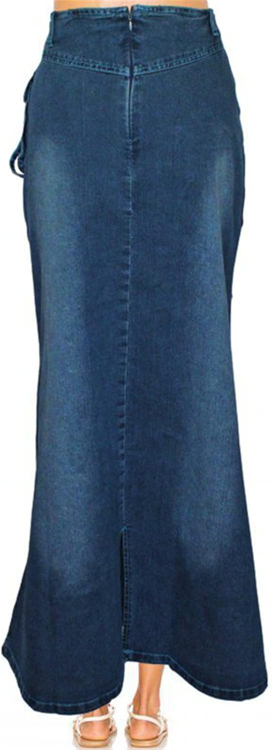 デニムスカート レディース 女性のハイウエストデニムロングスカートレトロジーンズスカートフィッシュテイルデニムスカート 美脚 春夏秋