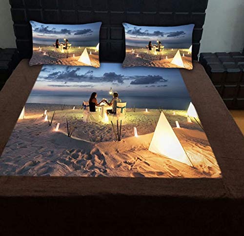 THH™ Awesome Digital Print 3D Velvet Double Bed Bedsheet with 2 Pillow Cover (90"x100") inches (Couple)