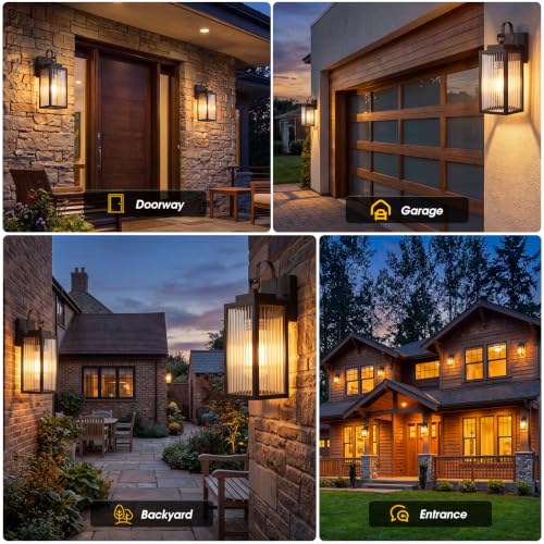 tjjsllhbe Black Outdoor Wall Lantern, Modern Farmhouse Exterior Wall Sconce - image 7