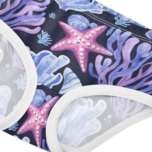 Animals Toddler Girls Underwear 2t Cotton Panties for Girl Watercolor Seashells Blue Purple Briefs Undies Kids4