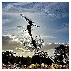 Qagazine tuinfee, paardenbloem, dansende feeën en paardenbloem, metaal, tuinkunst, silhouet, ornament, buitenbeelden…