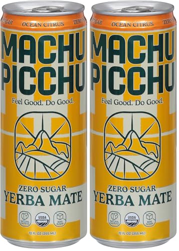 Machu Picchu Energy Organic Yerba Mate Zero Sugar Energy Drink Ocean Citrus 12 fl oz (Pack of 2) image 3