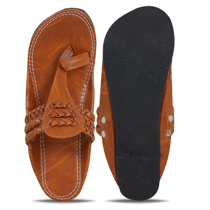 Image of DFR Ethnic Sandals For Boys Men, Comfortable Rajasthani Slippers
