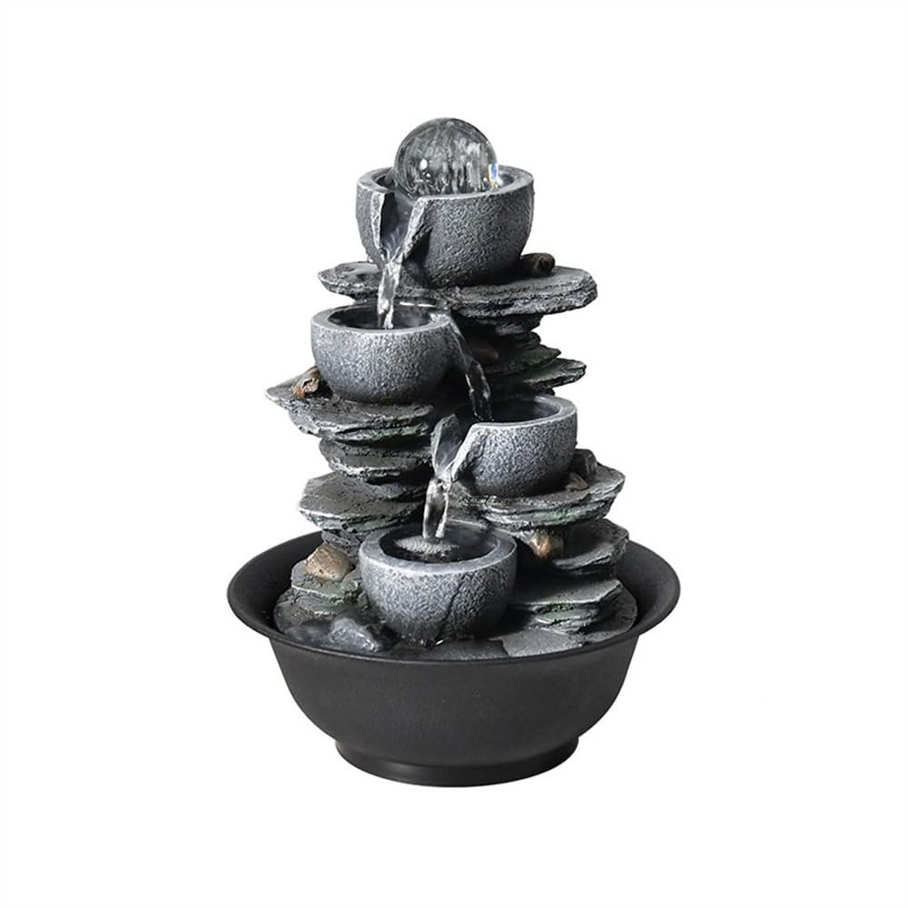 indoor Waterfall Fortune Feng Shui Ball Fountain Small Rockery Office Desktop Running Water Ornaments Circulation Features
